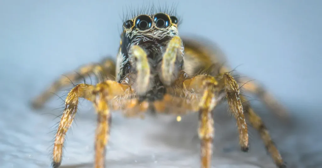 Close-up of a jumping spider pet