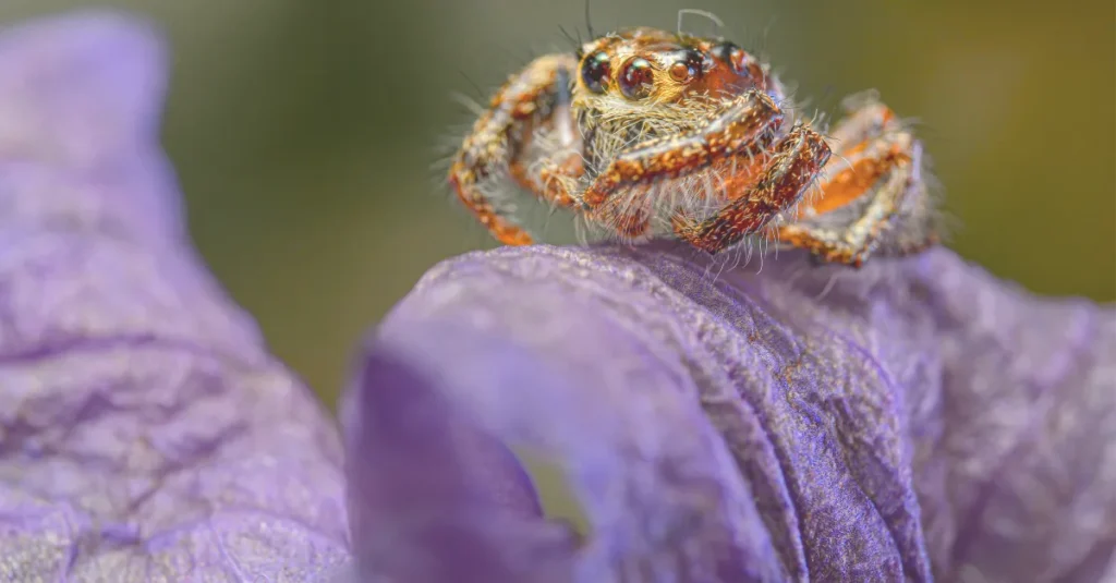 Jumping spider in its terrarium