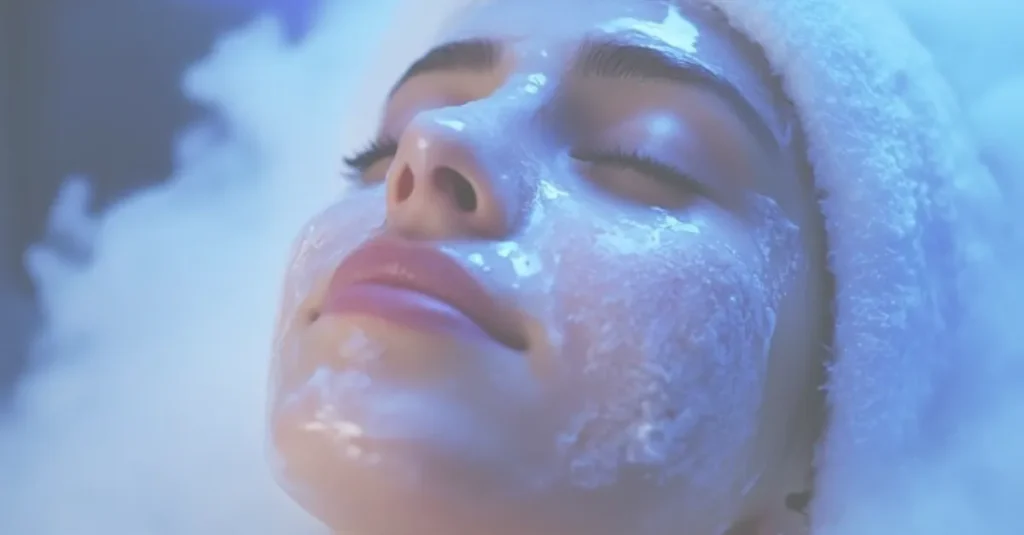 Woman getting Cryotherapy Facial